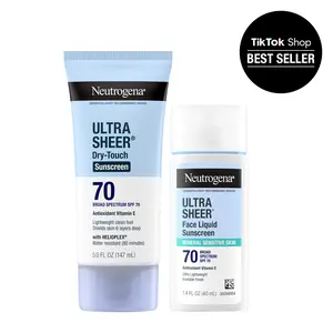 Neutrogena Ultra Sheer SPF 70 Face & Body Duo: Broad Spectrum Sunscreen & Ultra Sheer Face Liquid for All Skin Types, Lightweight & Matte Finish