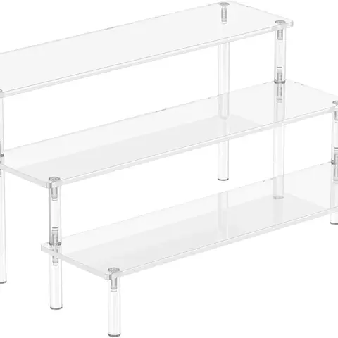Acrylic Display Risers, 3 Tier Perfume Organizer Stand, Clear Cupcake Stand Holder, Large Shelf Riser for Figures & Dessert Shelves