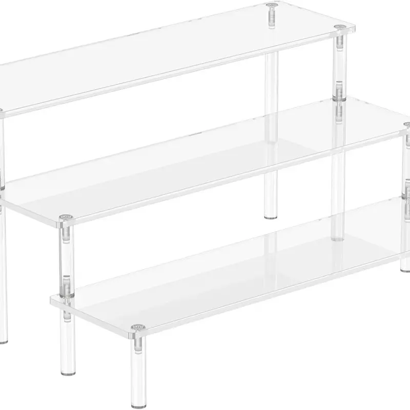 Acrylic Display Risers, 3 Tier Perfume Organizer Stand, Clear Cupcake Stand Holder, Large Shelf Riser for Figures & Dessert Shelves