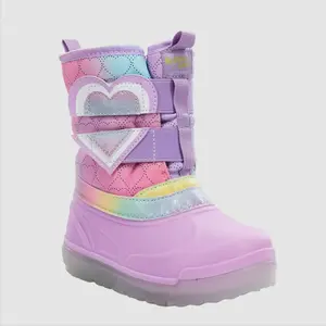 Western Chief Toddler Girls' Denali Lighted Faux Fur Heart Winter Boots