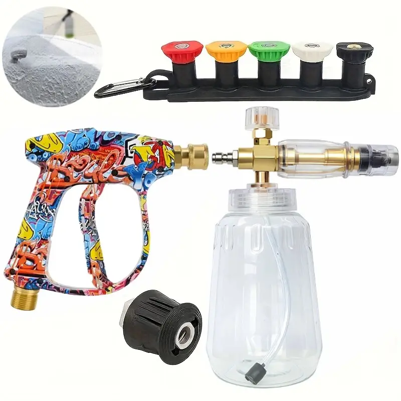 1 High Pressure Foam Cannon Kit, Car Wash Equipment - 1L Large Capacity, 1/4" Quick Connect, Thick Snow Foam Generator - for Car, Truck, Motorcycle & Patio Cleaning, Compatible with Karcher/Bosch/Lavor, Snow Foam Sprayer, Snow Foam Lance, Car Wash Tool