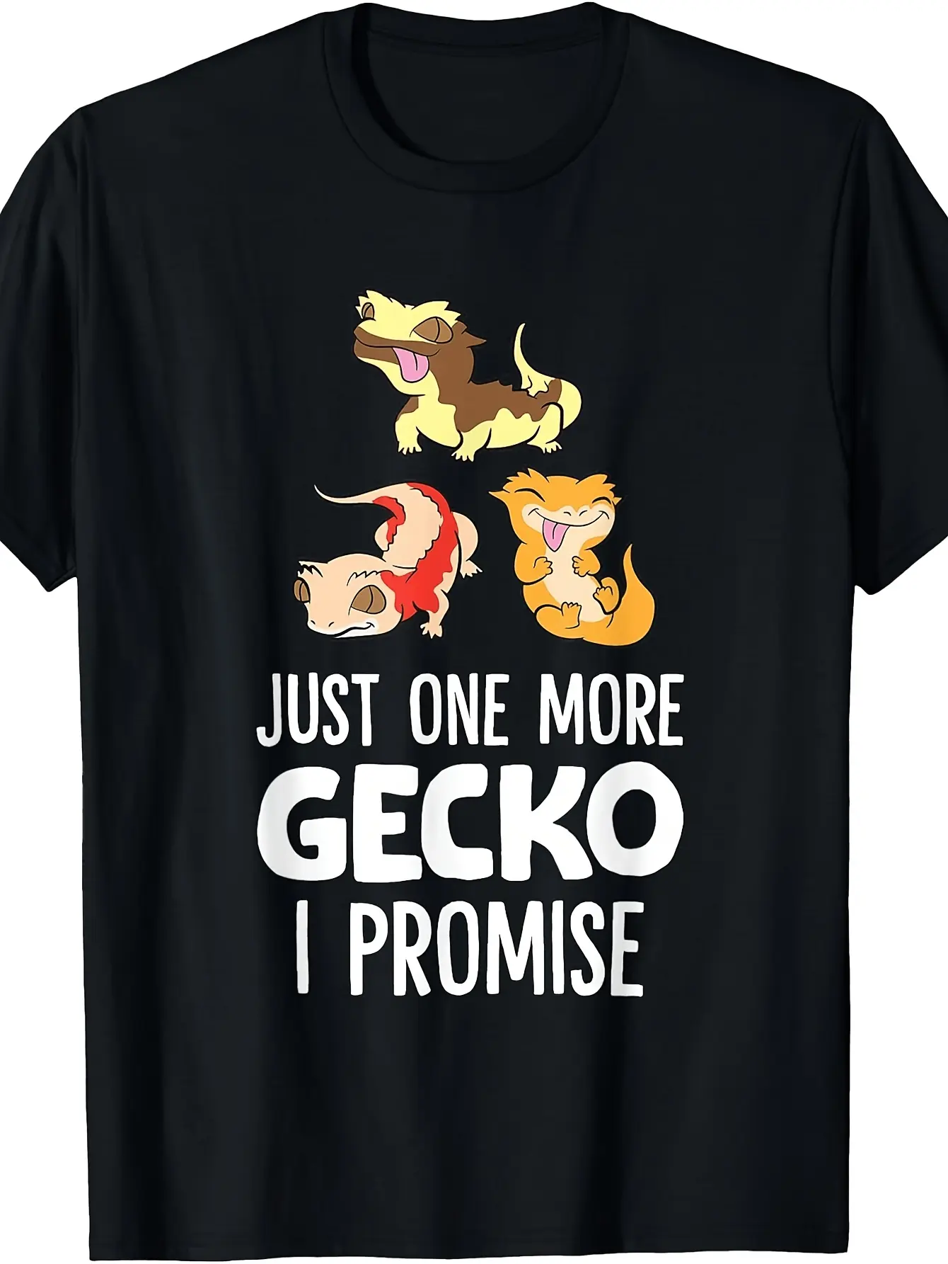 Just One More Crested Gecko I Promise Crested Geck unisex soft cotton short sleeve t shirt, vintage graphic casual tee for men women teens, perfect birthday holiday gift for camping travel gym daily street  wear