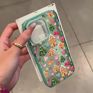 Christmas Gingerbread Theme Phone Case for iPhone 17 16 15 14 Pro Max 13 12 11 Plus Clear Crystal Drop-proof Slim Silicone Shockproof Transparent Protective Cover Y2k