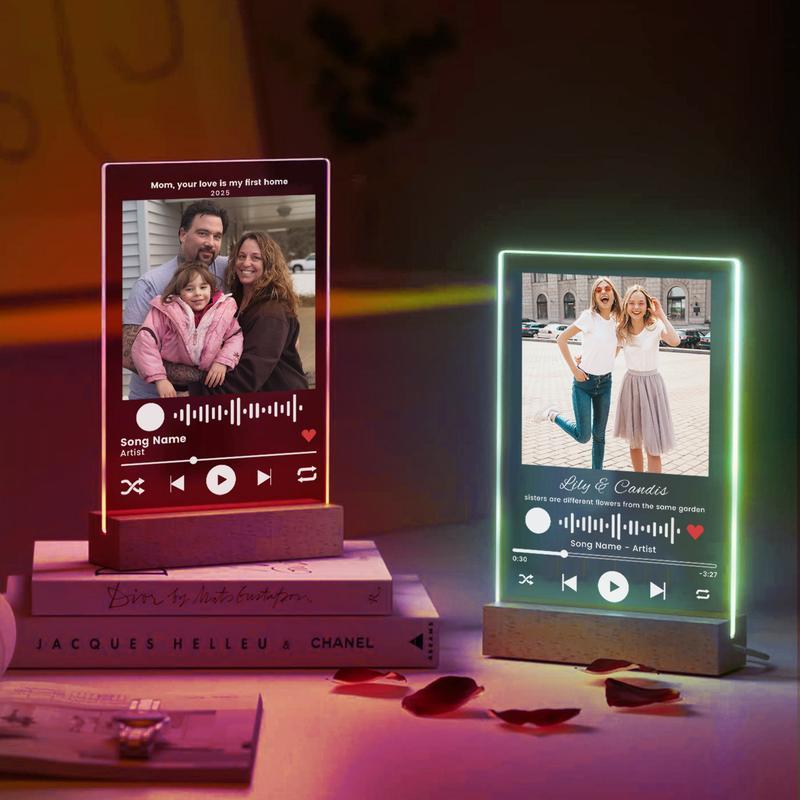 Personalized LED Night Light Photo Plaque with Scannable Song Code, Custom Music Plaque Night Light Gift for Valentine's Day, Song Picture Frame, Custom Led Light Night Lamp, Custom Actylic Music Photo Plaque, Gift for Boyfriend, Anniversary Gift