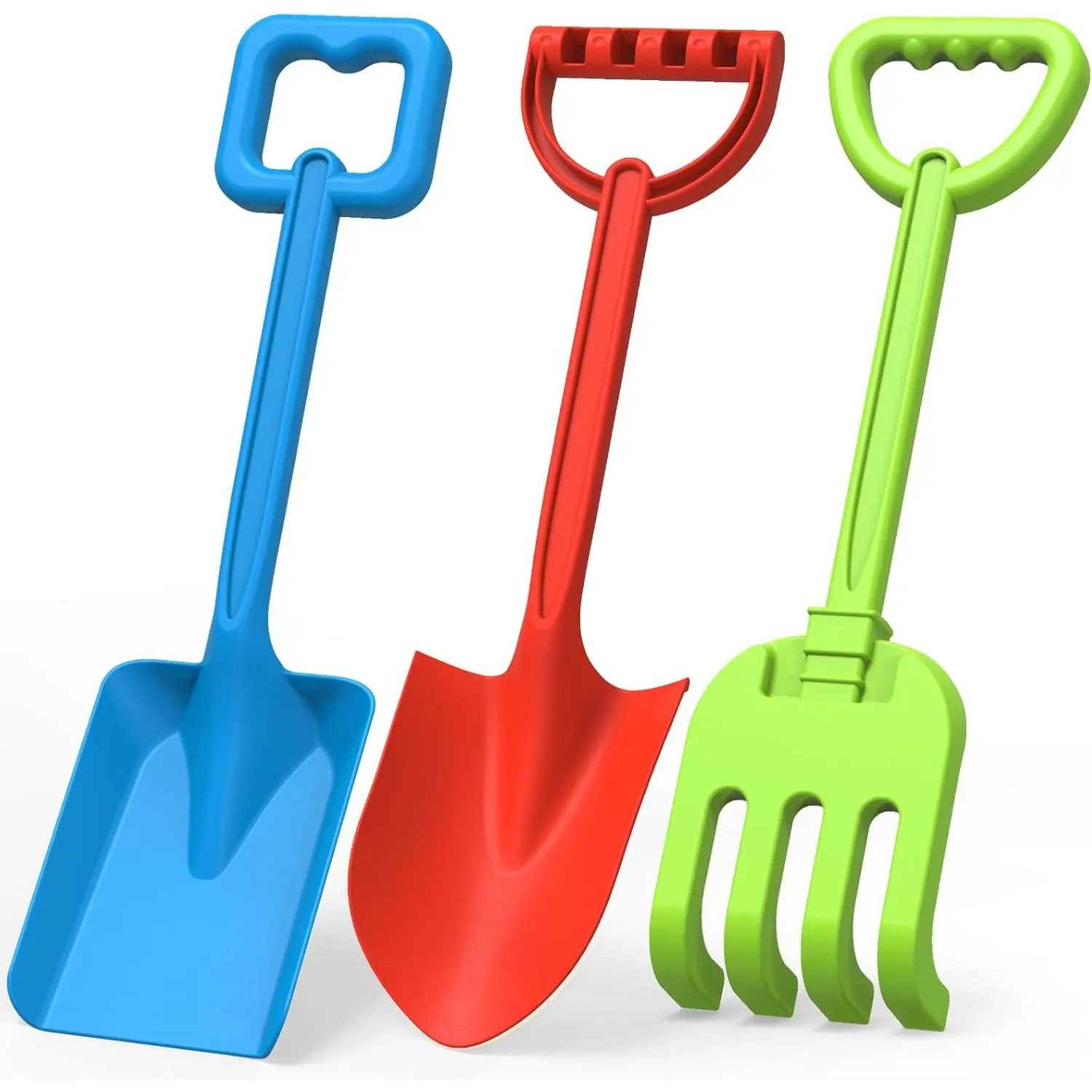 Heavy Duty Beach Sand Shovels, Garden Beach Sandbox Shovels Spade Scoop Rake Tool for Kids Toddlers, Long Handle ABS Plastic Shovel for Digging Snowing Planting - 3 PCS
