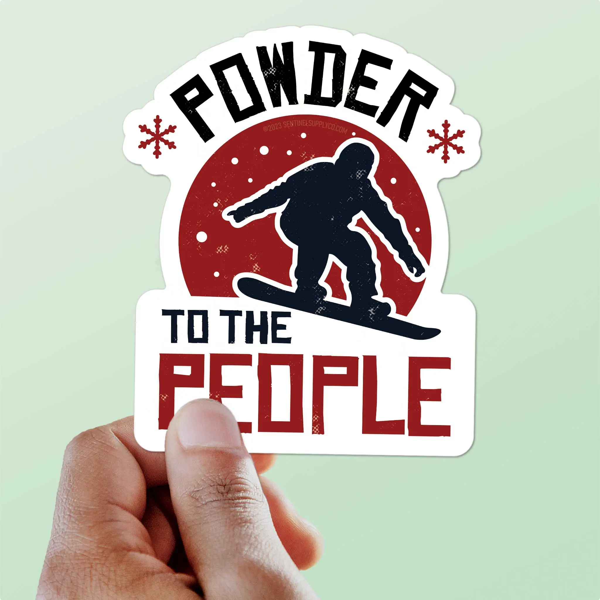 Powder to the People Funny Snowboarding Bumper Sticker