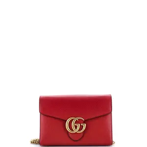 Pre-owned GUCCI Leather Clutches & Wristlets GG Marmont Chain Wallet Mini by Rebag