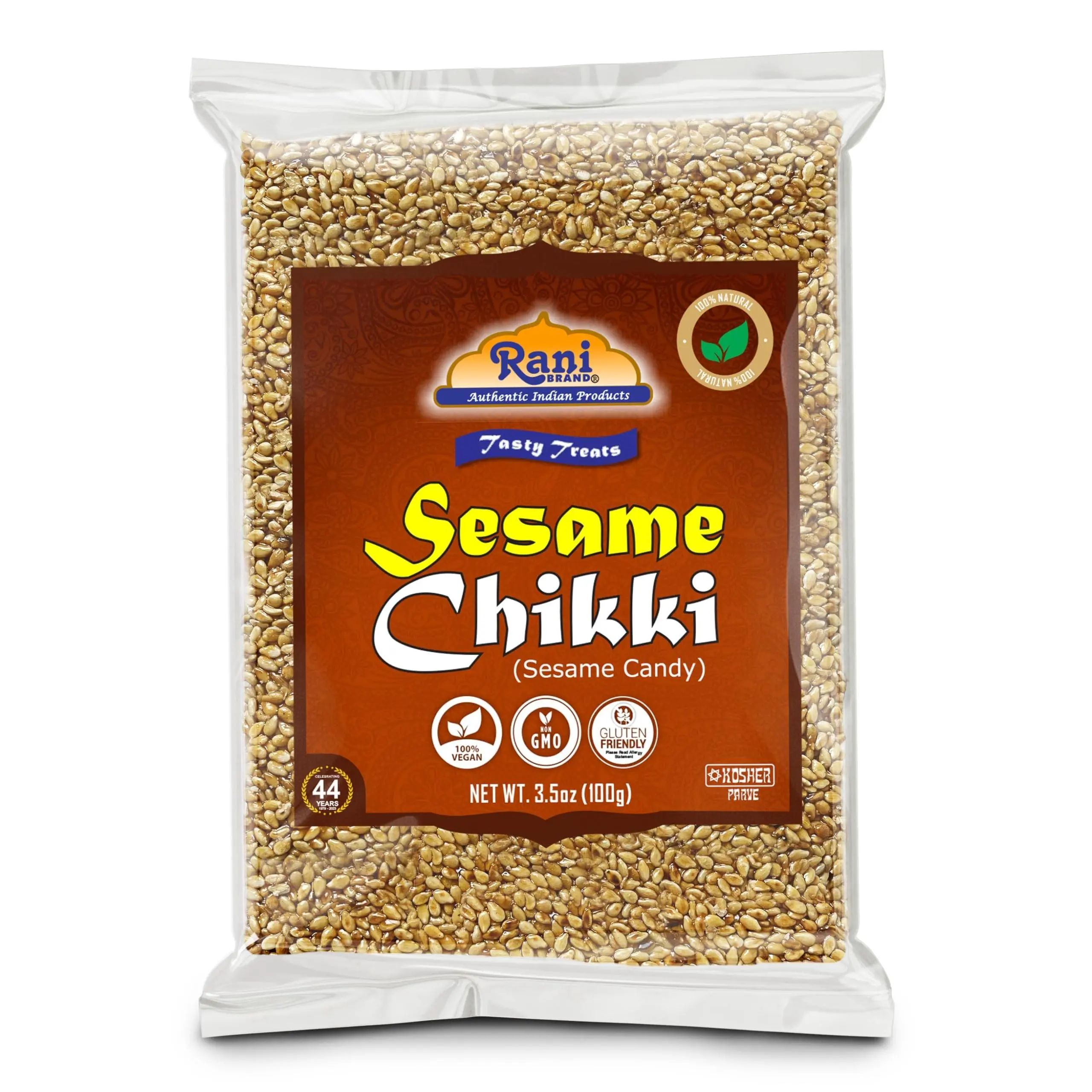 Rani Sesame Chikki (Brittle Candy) 3.5oz (100g) ~ All Natural | Vegan | No colors | Gluten Friendly | Kosher | Indian Origin