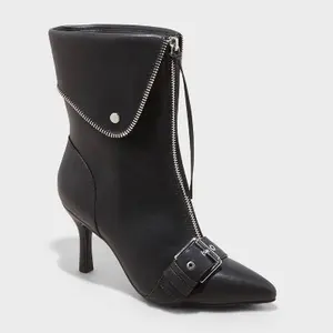 Women's Mickey Point Toe Moto Ankle Boots - A New Day