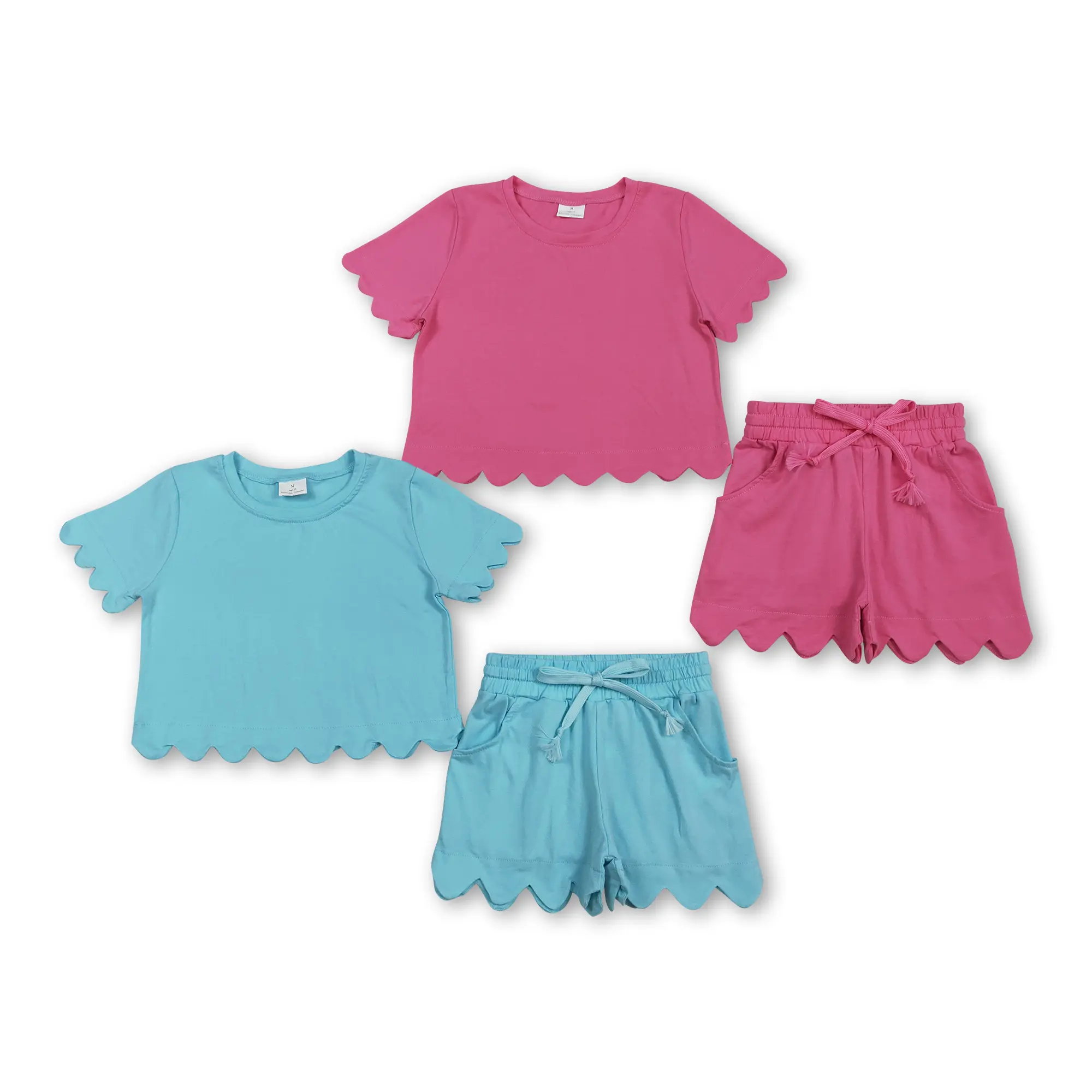 Cocokids Girl Summer Outfit | Scall Edge Shorts Set | Cute Baby Clothes | Summer Clothing