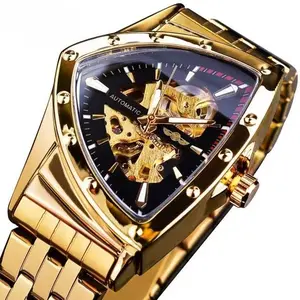 Men's Geometric Skeleton Watch - Avant-Garde Triangle Dial with Exhibition Back | European Inspired Mechanical Movement | Architectural Statement Piece for Fashion Leaders, Nightlife & Collector's Display - #1 Conversation Starting Gift