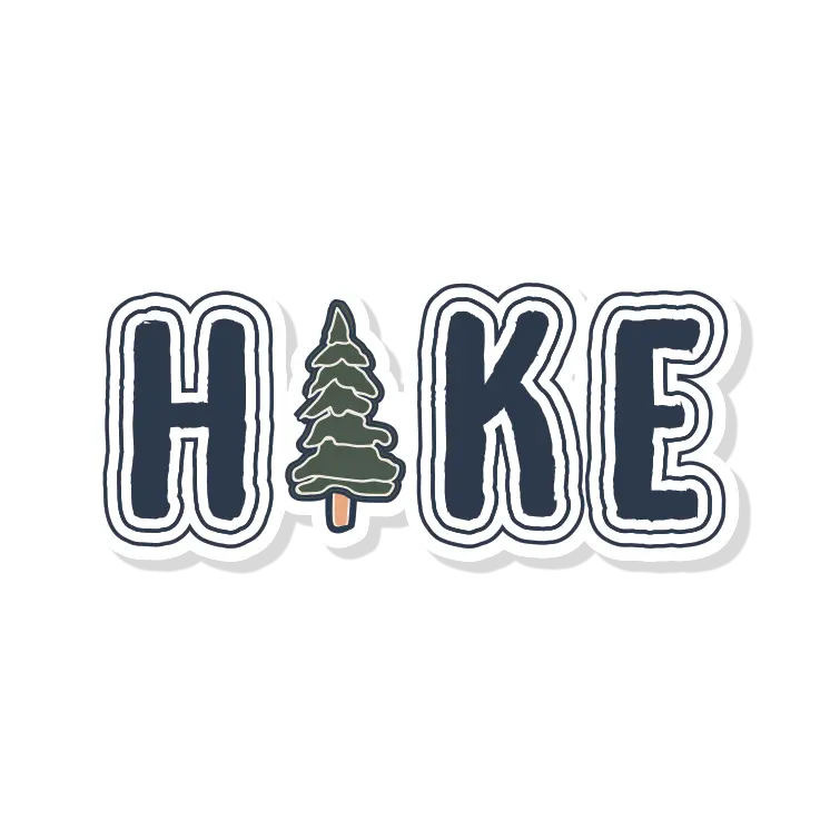 Hike Sticker |Retro Hike Sticker with Pine Tree | Hike Mountains Sticker| Camping Stickers