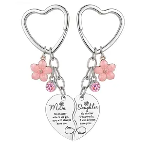 Mother and Daughter Heart Matching Keychain Set, 2Pcs Split Heart Keychains, Sweet Mothers Day Gift for Mom and Daughter, Thank You Keepsake Jewelry Gift