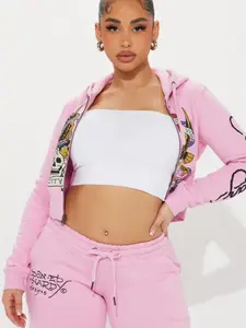 Ed Hardy New York Eagle Zip Front Hoodie - Pink
