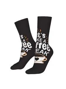 1 Pair Funny Happy Lets Take A Coffee Break Vintage Harajuku Love Coffee Hip Hop Novelty Seamless Crew Crazy Sock