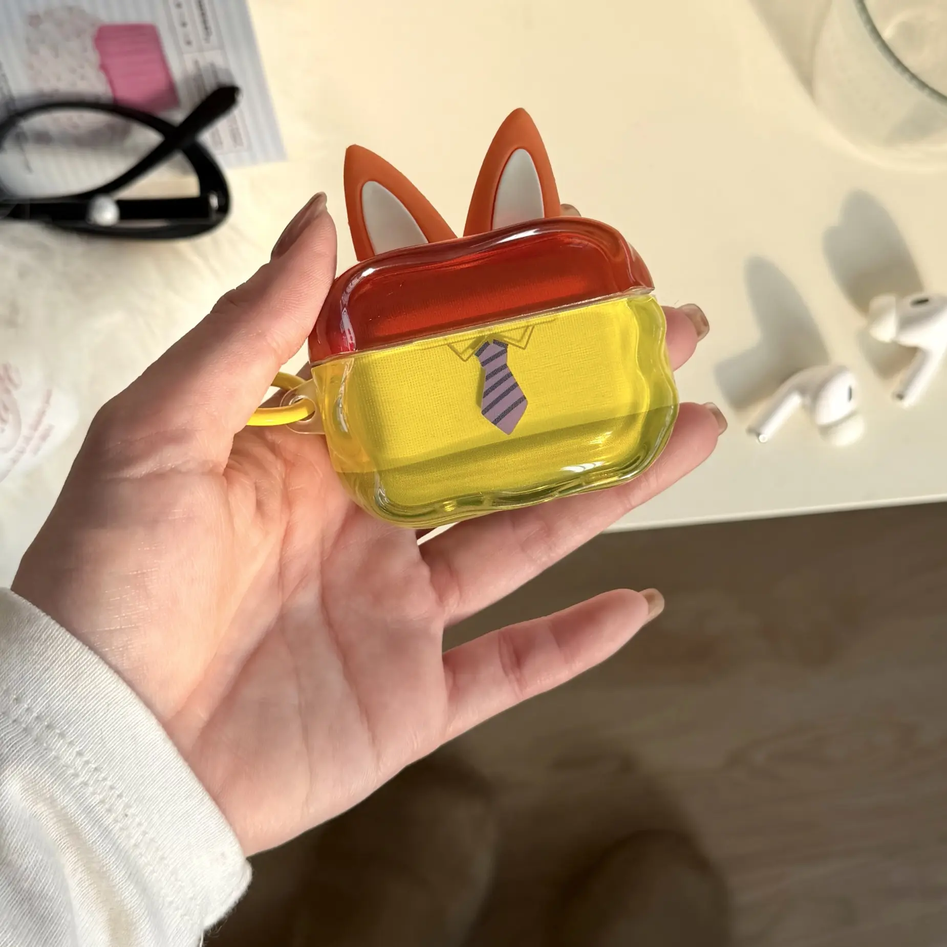1 fox ear/rabbit ear shaped headphone case, cute wireless Bluetooth headphone case, drop resistant, durable and stylish accessory, suitable for AirPods pro3/1/2/3/4/pro/pro2 (the shape may vary depending on the model) Earbuds, Earphone Protective Cover