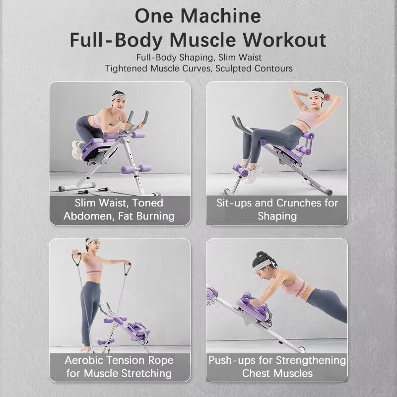 FURICA Adjustable AB Trainer with LCD Monitor Foldable Core Workout Machine for Arms Legs & Buttocks Shaping Home Fitness Equipment 8-Level Height 3-Level Incline Automatic Tracking