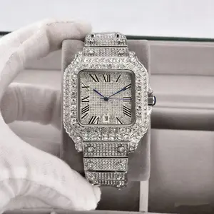 Luxury Men's Fully Inlaid Diamond Watch, Suitable for Business Occasions & Parties, Elegant High-end Gift