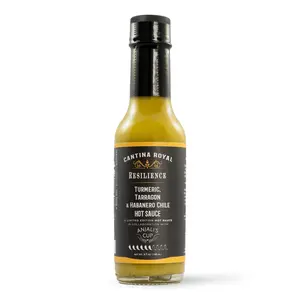 Resilience Hot Sauce - Turmeric, Tarragon, and Habanero Chiles with Lemon Zest, Ginger and a touch of Maple- Medium Spicy (3/10) Bright, Fresh, & Earthy Flavor, great on Salads, sandwiches, Seafood, chicken, lamb, and Pork.