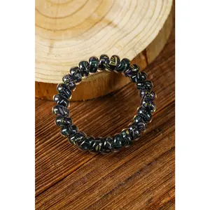 3 PCS Black Floral Phone Cord Hair Scrunchies