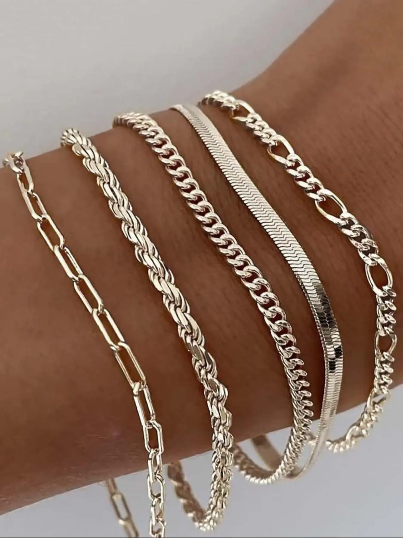 Stainless Steel Stackable Bracelet Set, Fashion Bracelets, Waterproof Design for All Occasions, Unisex Alloy Chain, Durable and Stylish Fashion Jewelry Accessories, Trendy Stack Bangle