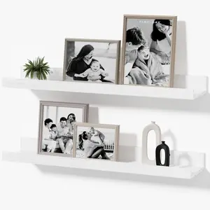 Floating Picture Ledge Shelves, 2-Pack Wall Mounted Book Shelf for Nursery & Kids Room, Floating Shelves for Wall Photo Frames with Lip, Living Room or Bedroom