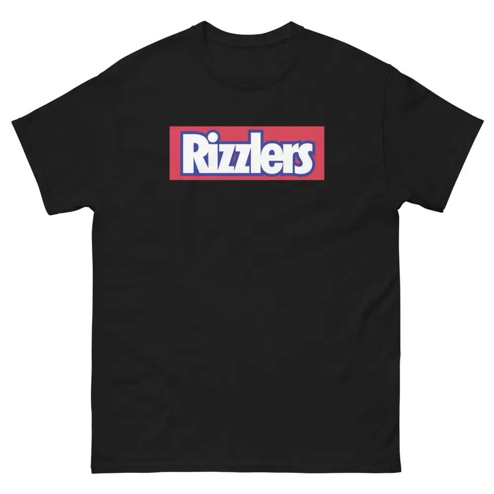 Men's The Rizzler Graphic T-Shirt, Funny Meme Streetwear Design in Open-End Yarn Cotton with a Shortsleeve Structured Fit, Hem, On-Demand Make, Classic Fit, Sport, Casual, Fabric, Menswear, Tee, Graphic Print, Shortsleeve Tee, Tops, Structured Cut