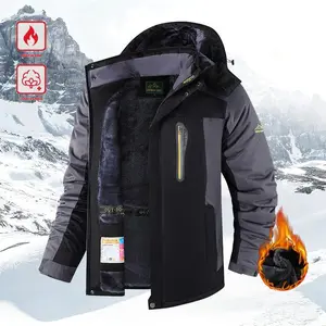 Men's winter skiing waterproof, windproof, heat-insulating wool lined outdoor hooded mountaineering jacket, suitable for daily commuting and outdoor sports winter jacketRAIMENTRY