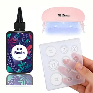 Handmade Resin Button Making Kit, UV Resin Glue, Mini UV Curing Light, Silicone Mold, DIY Decorative Buttons, Craft Supplies, Custom Buttons, DIY Crafts