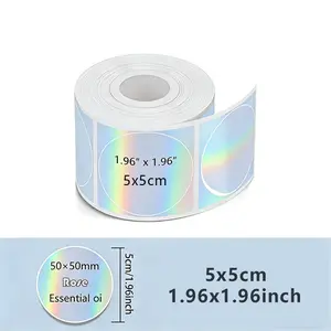 Round Holographic Label Sticker (1 Roll), Self Adhesive Label Sticker, Sticky Label, High Adhesive Stickers, Label Paper for M220 M200 M221 M110 Label Printer