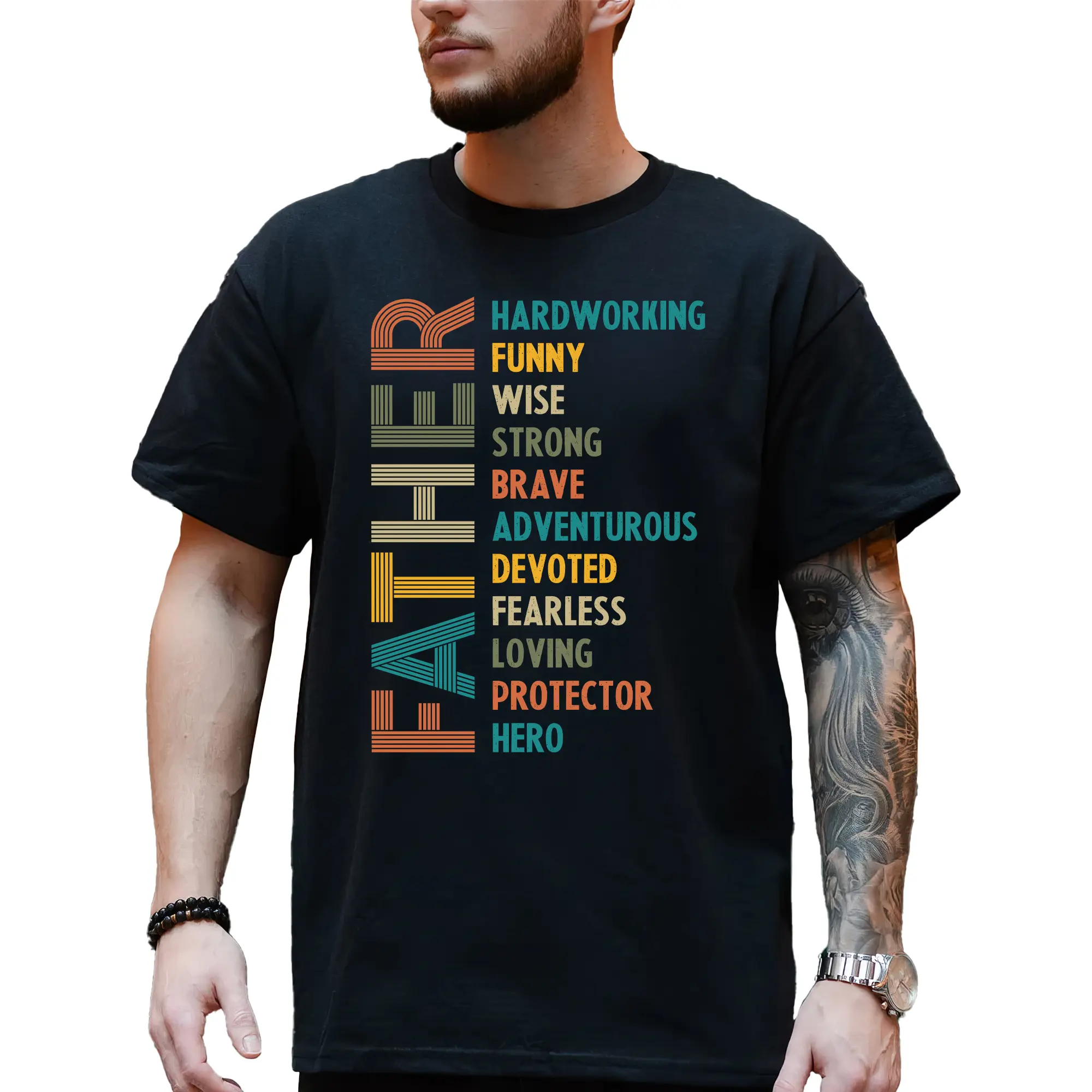 MAPTEES Retro Father Graphic Tee, Best Dad Ever T-shirt For Men, Father's Day Gift, Gift For Dad, Gift For Husband