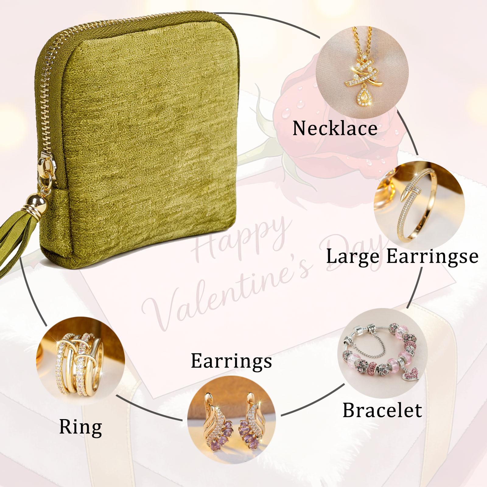 BOOVO Women's Premium Velvet Jewelry Organizer - Satin 5-Compartment Tassel-Zippered Roll Bag, Compact Portable Zipper Pouch, Mini Travel Product & Travel Accessory for Necklaces, Rings, Earrings, Ideal for Home Use, Gifts for Women, Zipper Pouches BOOVO Women's Premium Velvet Jewelry Organizer - Satin 5-Compartment Tassel-Zippered Roll Bag, Compact Portable Zipper Pouch, Mini Travel Product & Travel Accessory for Necklaces, Rings, Earrings, Ideal for Home Use, Gifts for Women, Zipper Pouches