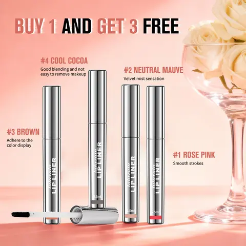 4Pcs Cruelty-Free Alcohol-Free Nourishing Peel Off Lipliner Stain Set - Waterproof Nude Matte Tint, Non-Fading, Precise, Full Coverage, 24H Hold, Adult Makeup, Clearance Gifts for Female Adults, Nude Lip Look [US 2026 Dealsforyoudays]