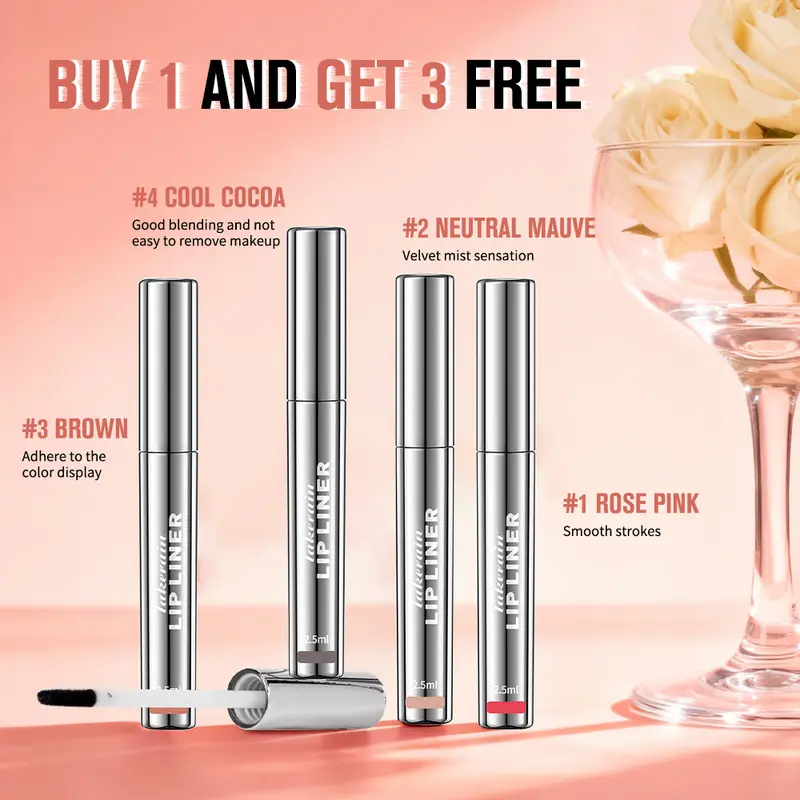 4Pcs Cruelty-Free Alcohol-Free Nourishing Peel Off Lipliner Stain Set - Waterproof Nude Matte Tint, Non-Fading, Precise, Full Coverage, 24H Hold, Adult Makeup, Clearance Gifts for Female Adults, Nude Lip Look [US 2026 Dealsforyoudays]