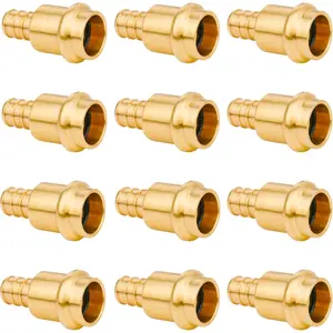 12 Pack 1/2" Press Propress x 1/2" PEX Adapter Crimp Fittings Brass Coupling Connect from Cooper to Pex B Pipe(,pro press copper to pex adapter 1/2)