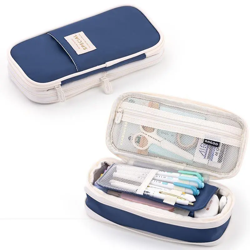 Large Capacity Student Pencil Case in Korean Style, Macaron Color Stationery Box with Simple Design, Durable and Easy to Clean