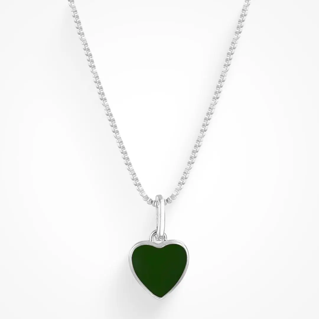Silver, Dark Green Enamel