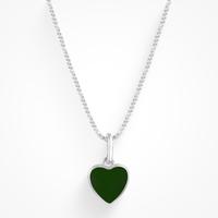 Silver, Dark Green Enamel