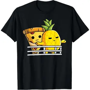 100% Premium Cotton graphic tees Pizza Hawaii lovers pose Pineapple and Pizza at ship railing T-Shirt