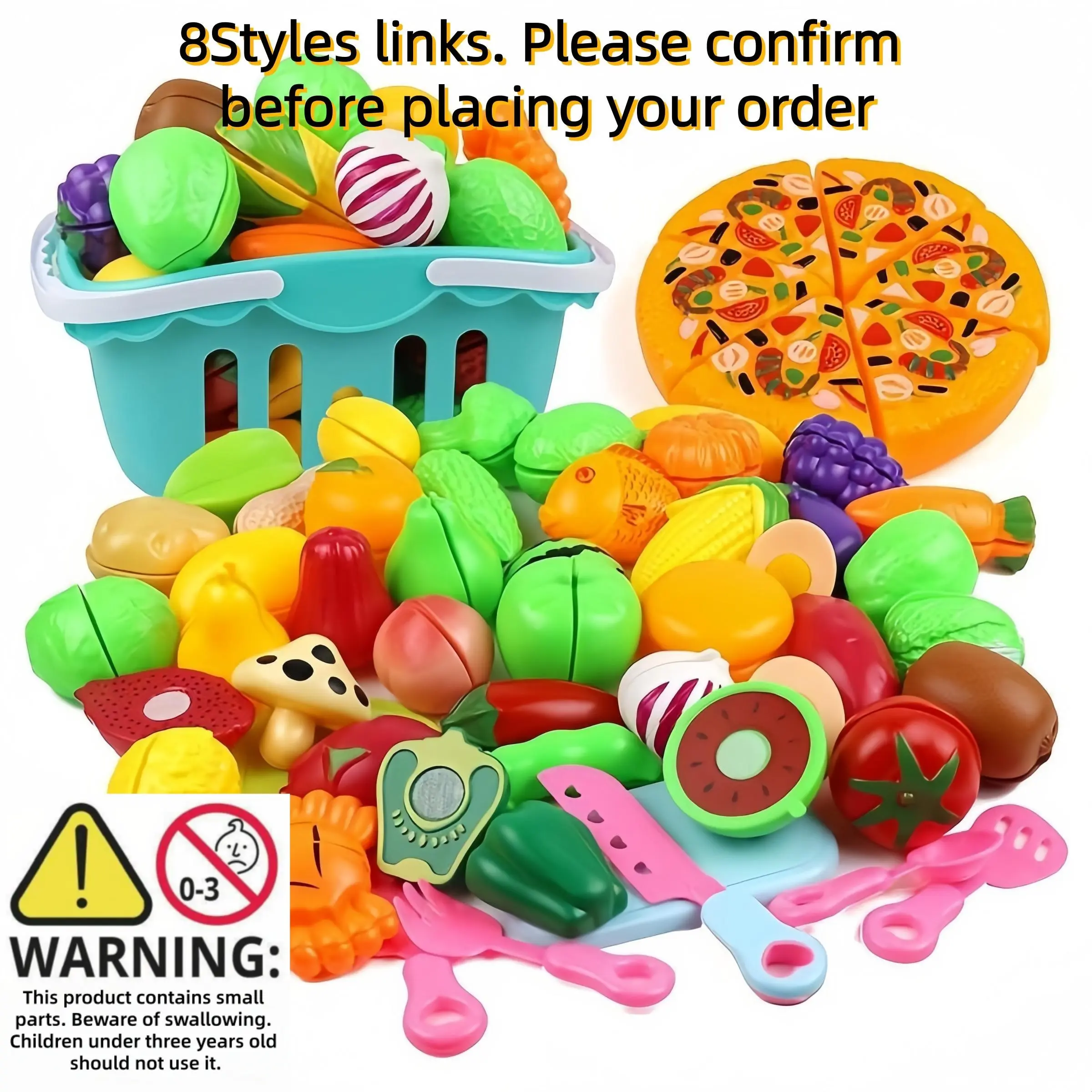 Pretend Play Food Toy Set, Fruit & Vegetable & Kitchen Utensils Toy, Play Kitchen Accessories, Simulated Kitchen Toy for Kids, Pretend Play Toy for Boys & Girls, Play Food Sets