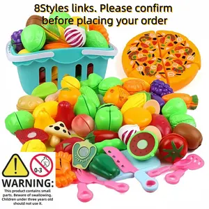 Pretend Play Food Toy Set, Fruit & Vegetable & Kitchen Utensils Toy, Play Kitchen Accessories, Simulated Kitchen Toy for Kids, Pretend Play Toy for Boys & Girls