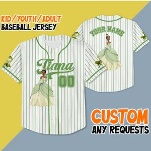 Personalized   Princess Tiana Brave Baseball Jersey  Custom Tiana Baseball    Princess Baseball Jersey