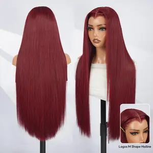 Wiggins Hair Lagos Hairline Widows Peak Straight Pre Cut 6x8 HD Lace Frontal Wig Cherry Cola Red Color Wig Plucked Hairline Beginner Friendly #WeeklyDeals #SummerVibes