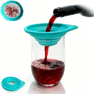 Ultra-Fine Mesh Filter, Foldable Silicone Funnel, Ideal for Coffee, Herbal Tea, Wine, Cocktail, Small Kitchen Strainer, Camping, RV Use