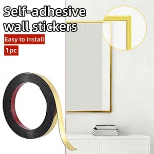 1pc 3meters Self-adhesive Decorative Strip, Mirror Design, Modern, Flexible Vinyl Wall Sticker, Border Decorative Line, Self-adhesive Flat Decorative Strip, Installation, Suitable for Home Decoration