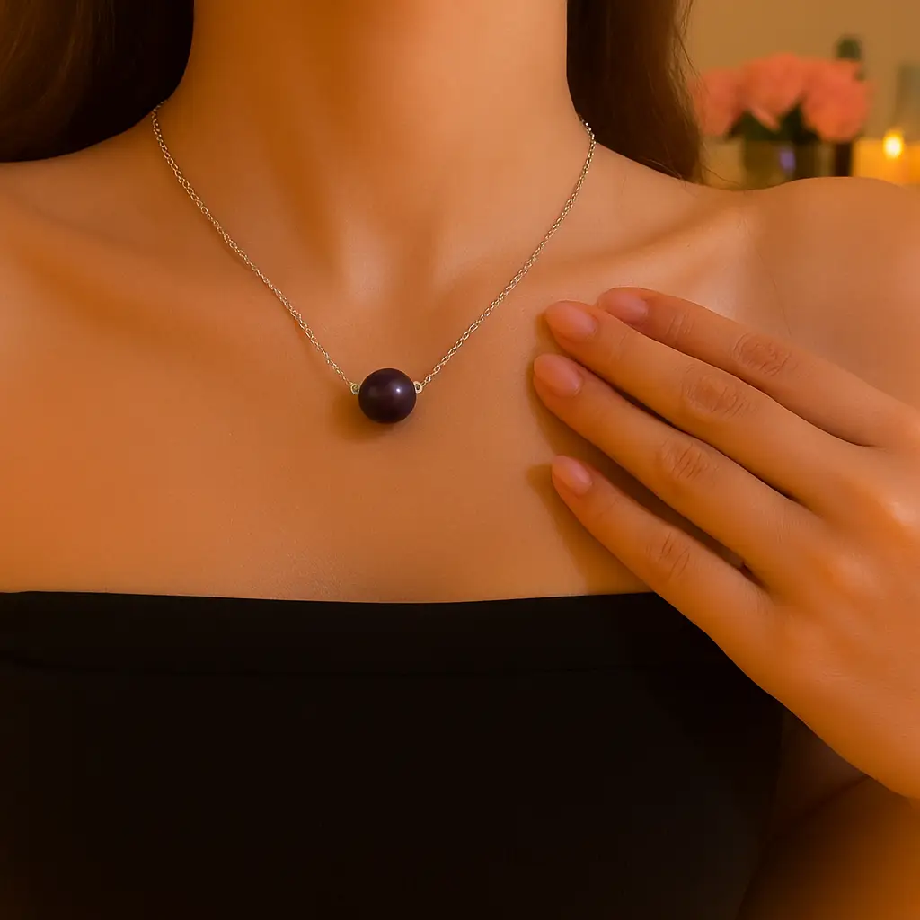 PEARLISM Lulutong Necklace Freshwater Edison Pearl Necklace jewelry.Round shape.White and purplr.High-end and elegant style.Perfect for everyday wear,