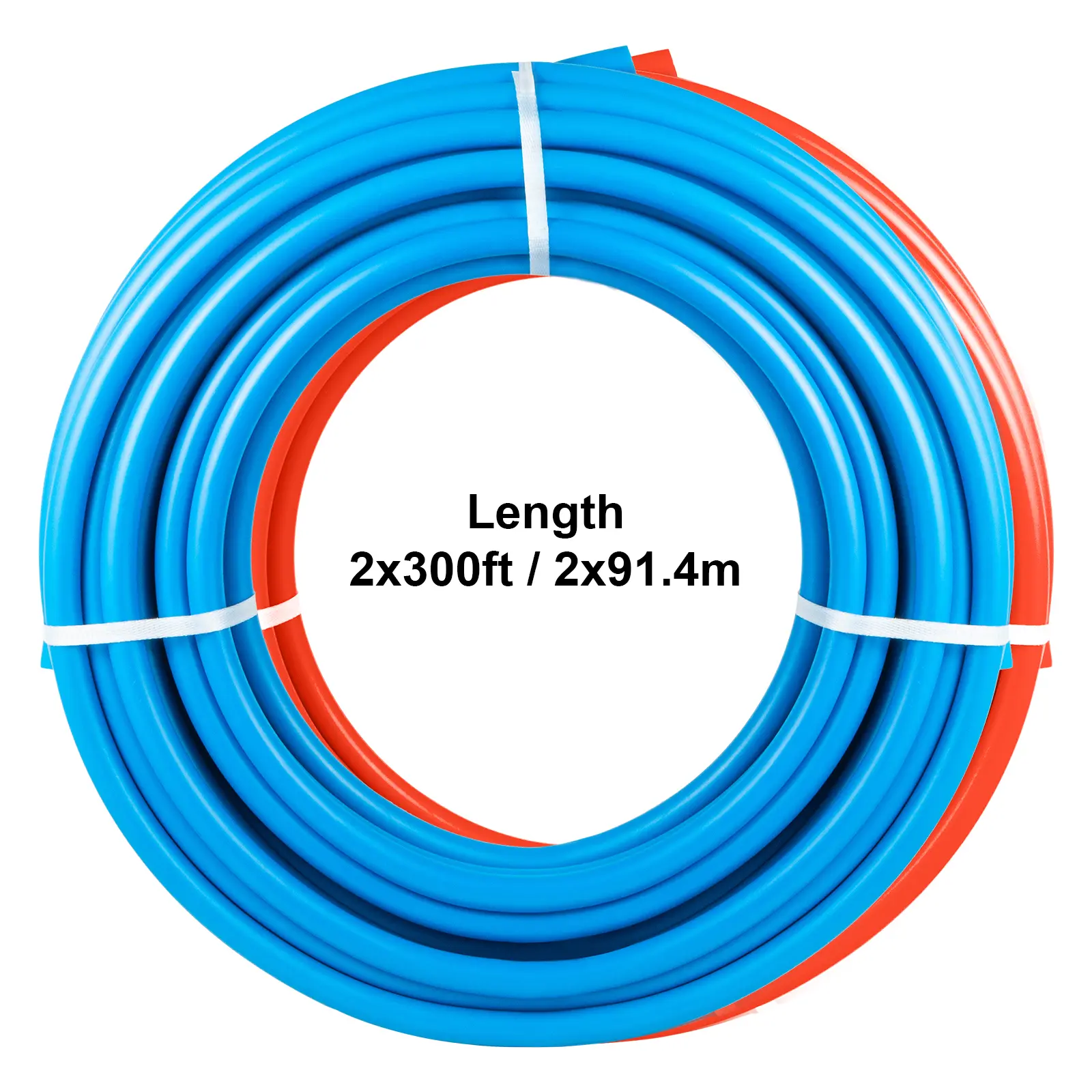 【summerfinds】VEVOR 2 Rolls 1/2" x 300ft O2 Barrier PEX Tubing, Flexible Non-Kinking Plastic Quick Connection Flexible Pipe, 160psi @ 73℉, -40℃ to 95℃, for Potable Water & Radiant Floor Heating, Father's Day Gift