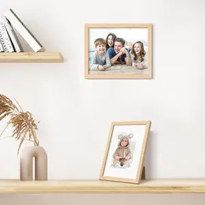 8x10 Picture Frame, Natural Solid Wooden Picture Frames, Display 5x7 with Mat or 8 x 10 Without Mat, Wall or Tabletop, 1 Pack, Natural Decor Gift
