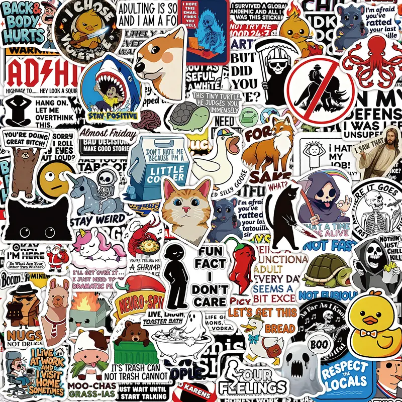 STARPOW 135PCS Meme-Worthy Sarcasm Stickers Box - Durable Vinyl, Waterproof, 135 Unique Designs, Includes Sticker, Scrapbook Accessories for Adults, Personalize Laptop, Water Bottle