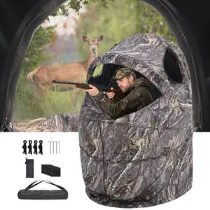 fathersdaygift VEVOR Hunting Blind, Single Person Ground Blinds with Carrying Bag, Portable Camouflage Tent, Reinforced Durable Concealed Shelter with Silent Zipper Door and Window, for Turkey and Deer